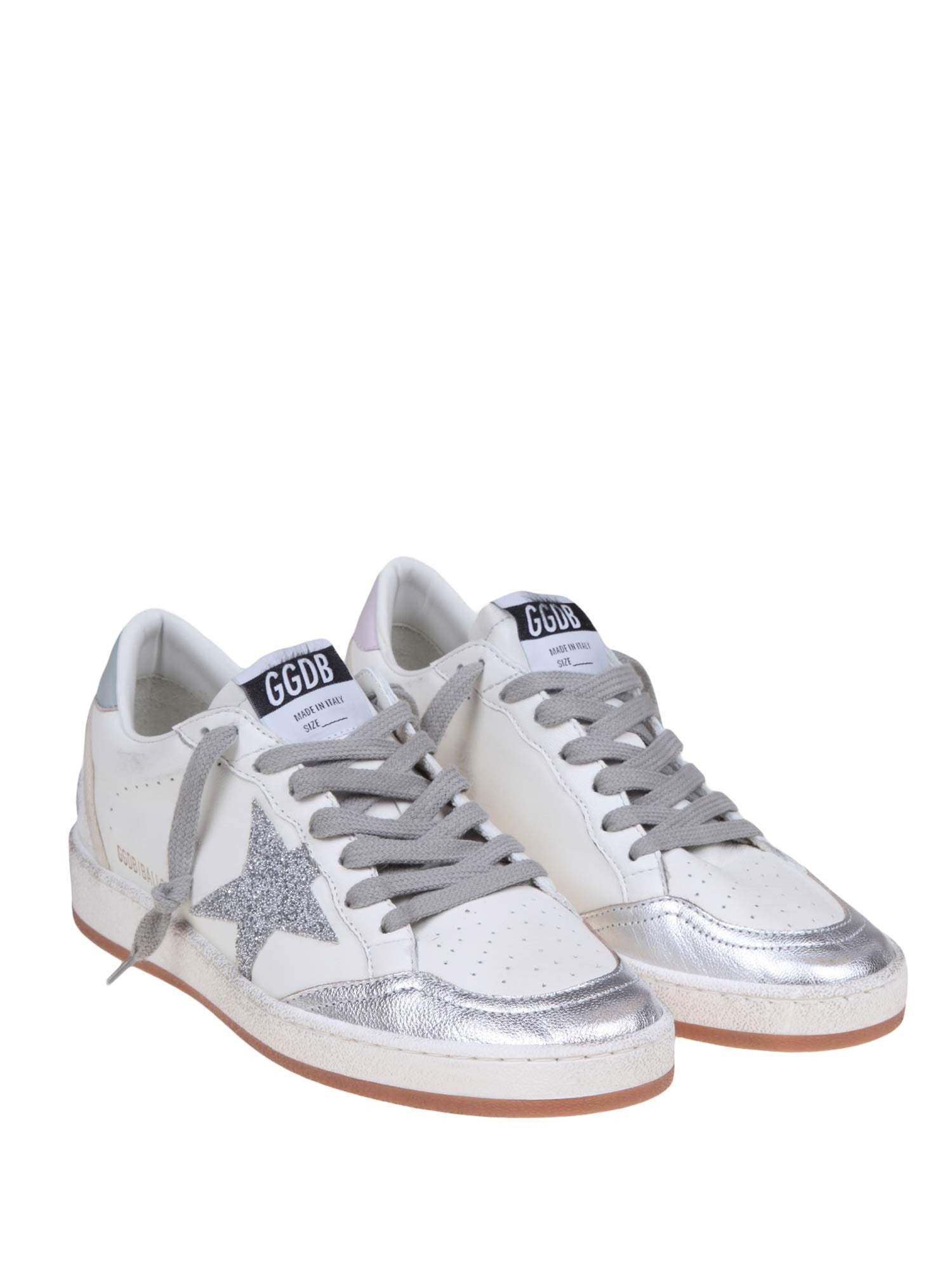 GOLDEN GOOSE BALLSTAR IN PELLE COLORE BIANCO E ARGENTO