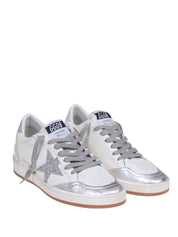 GOLDEN GOOSE BALLSTAR IN PELLE COLORE BIANCO E ARGENTO