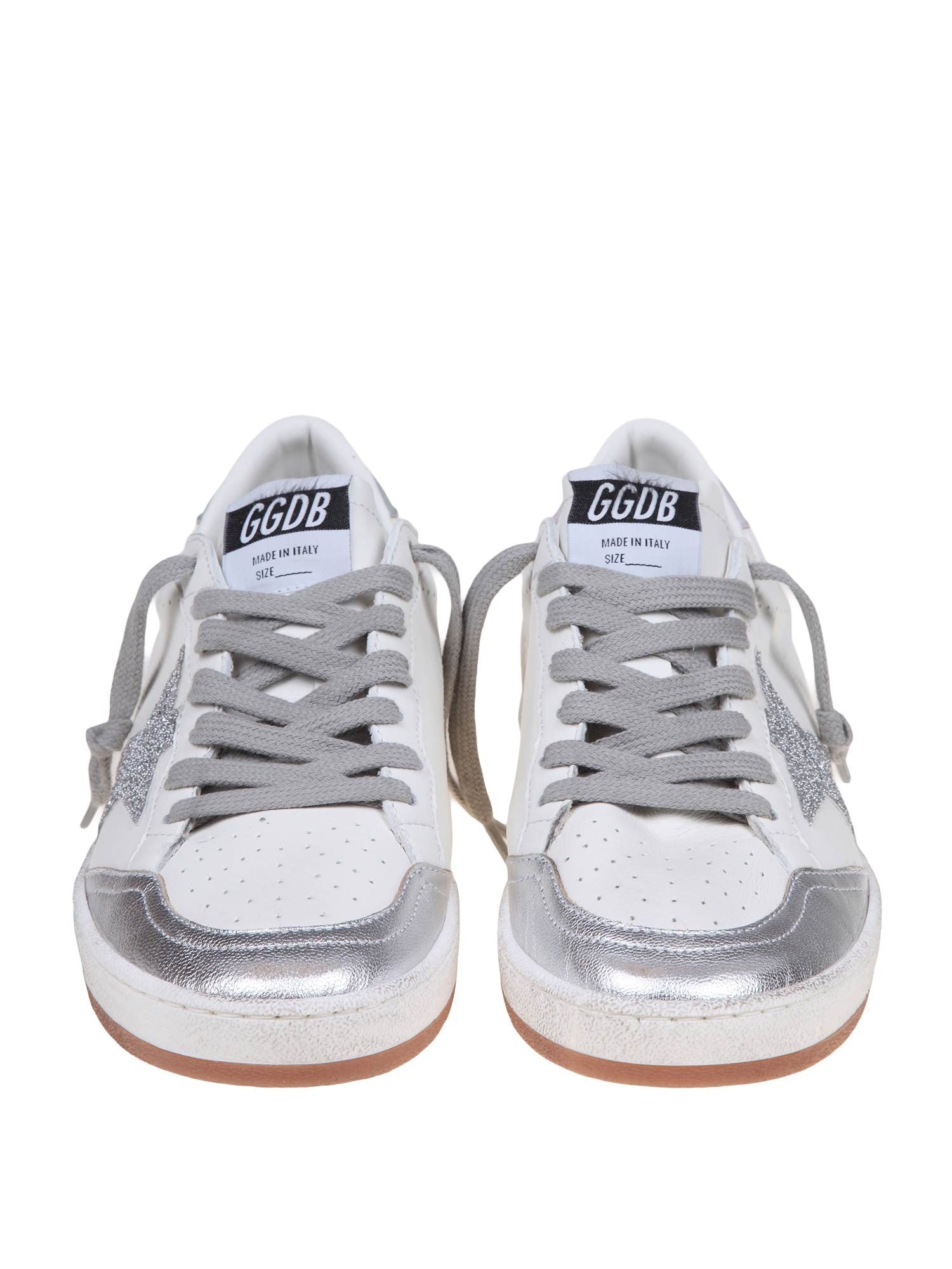 GOLDEN GOOSE BALLSTAR IN PELLE COLORE BIANCO E ARGENTO