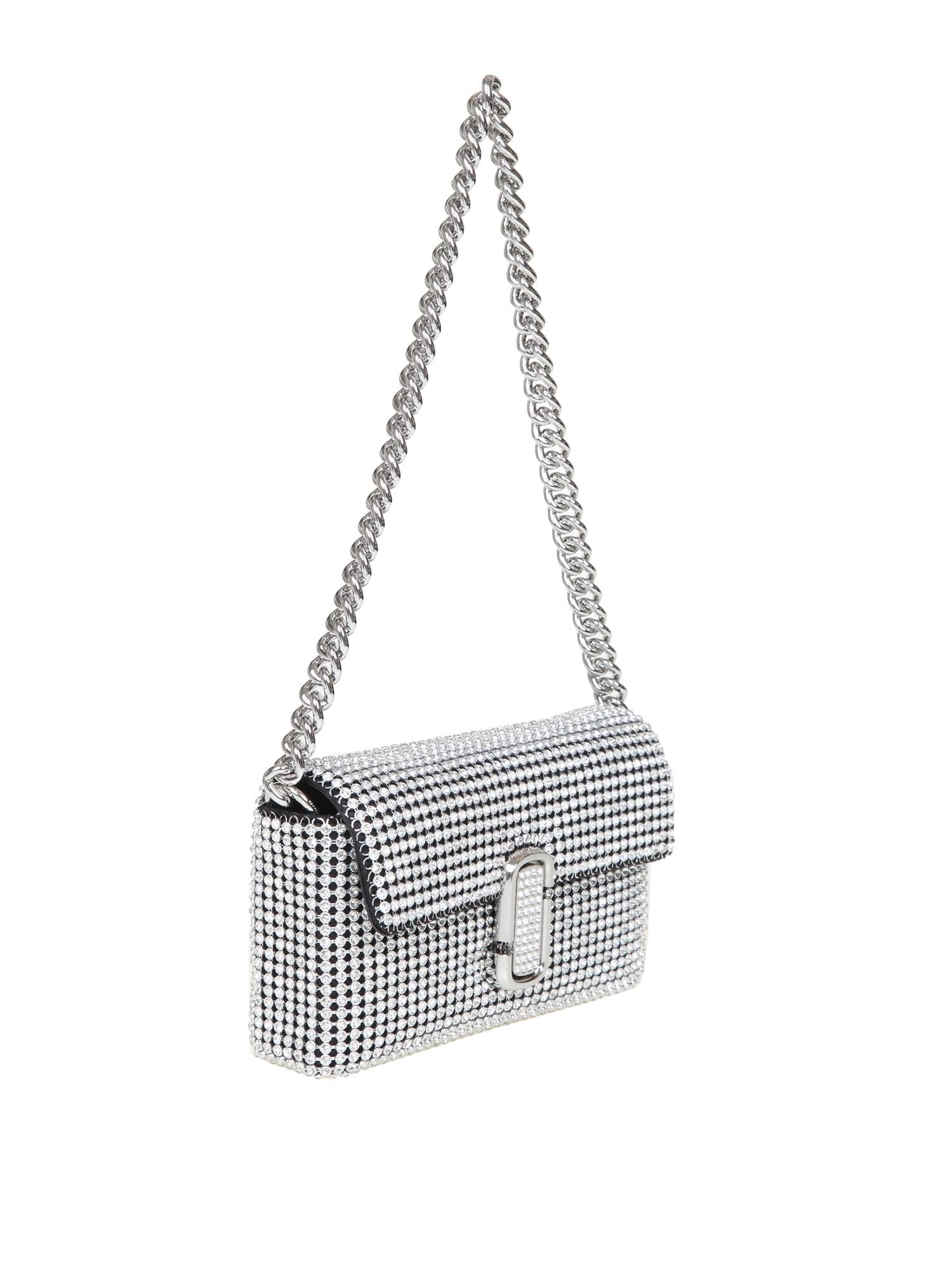 MARC JACOBS MINI SOFT BAG IN FABRIC WITH APPLIED RHINESTONES