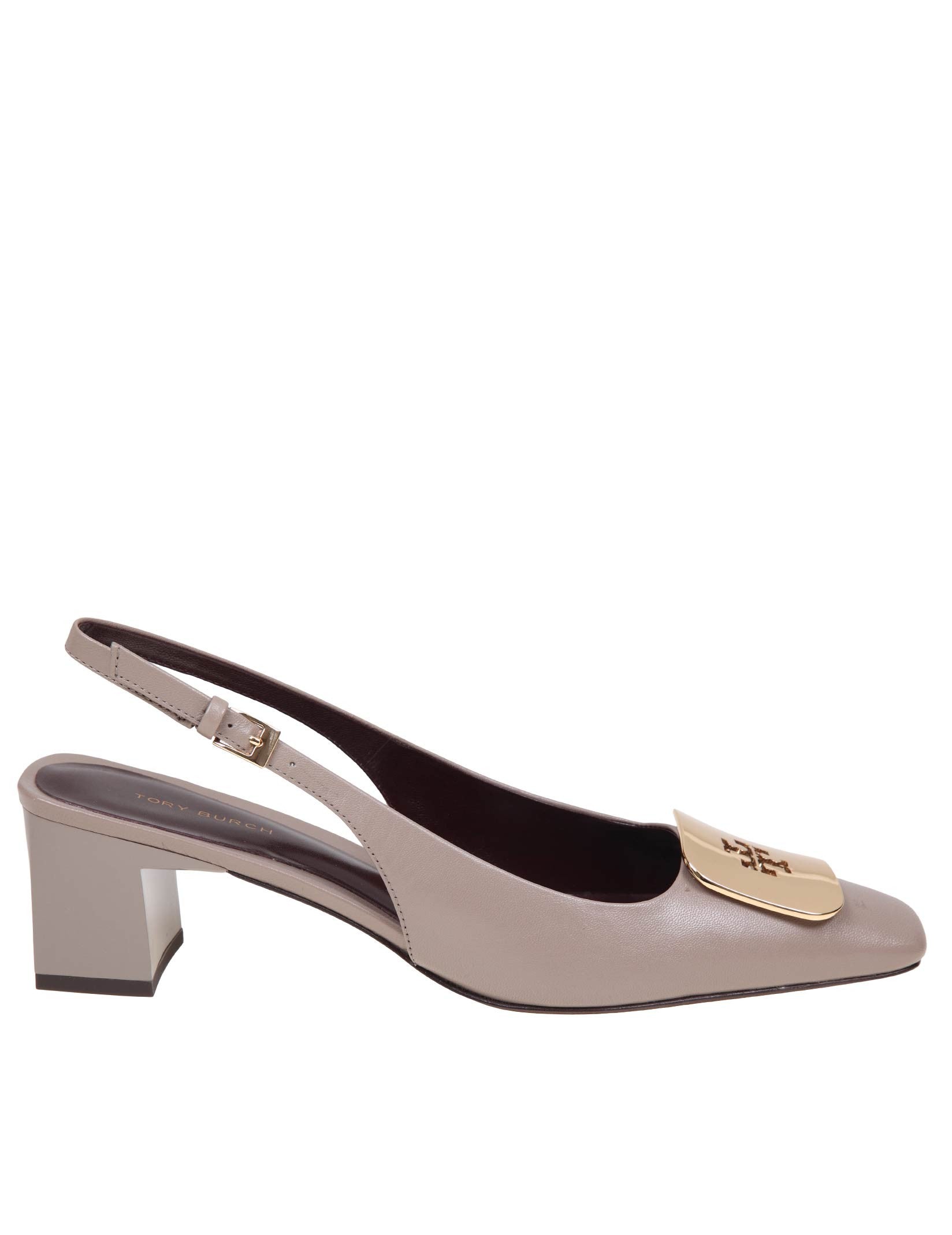 TORY BURCH GEORGIA LEATHER SLINGBACK WITH LOGO PLATE