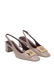 TORY BURCH GEORGIA LEATHER SLINGBACK WITH LOGO PLATE