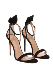 AQUAZZURA SANDALO BOW TIE 105 IN CAMOSCIO COLORE NERO