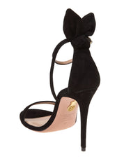 AQUAZZURA SANDALO BOW TIE 105 IN CAMOSCIO COLORE NERO