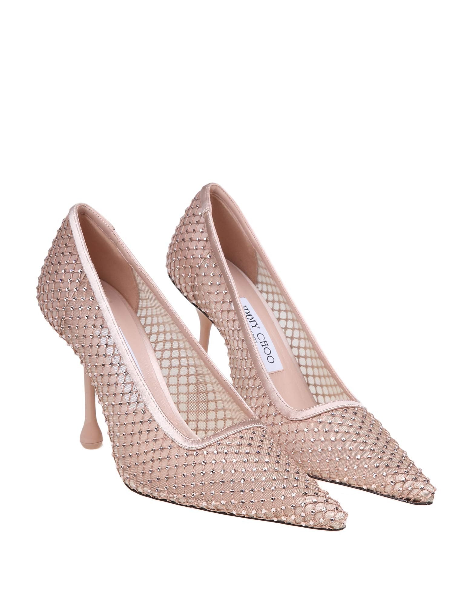 JIMMY CHOO IXIA 95 MESH PUMPS WITH CRYSTALS