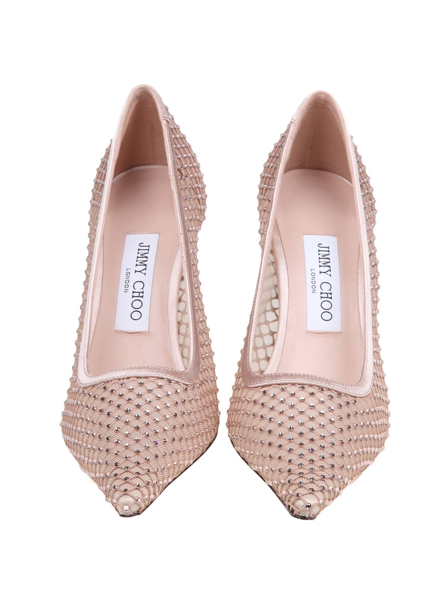 JIMMY CHOO IXIA 95 MESH PUMPS WITH CRYSTALS