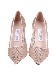 JIMMY CHOO IXIA 95 MESH PUMPS WITH CRYSTALS