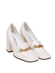 JIMMY CHOO CREAM WHITE LEATHER PUMP