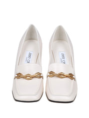 JIMMY CHOO CREAM WHITE LEATHER PUMP