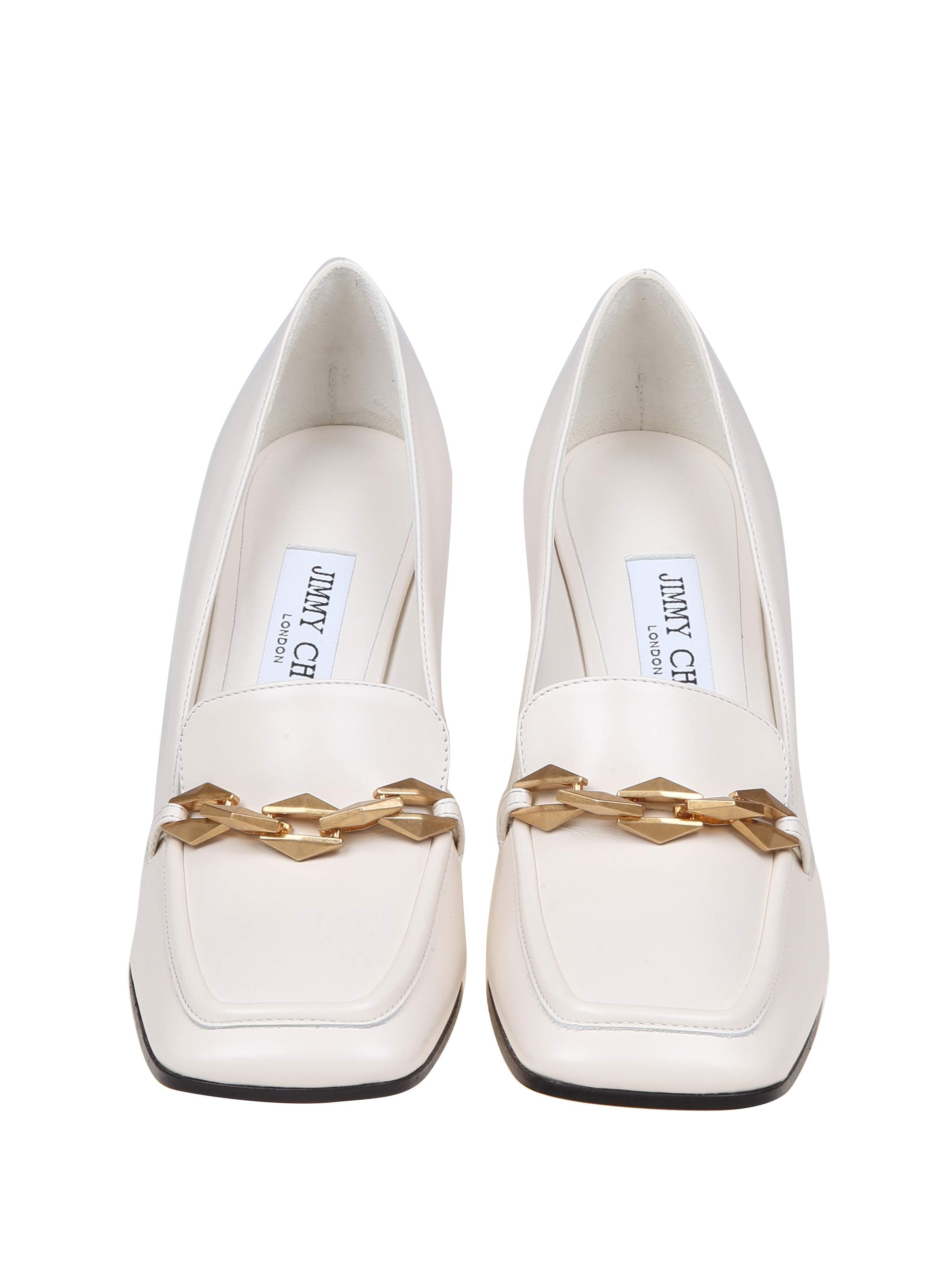 JIMMY CHOO CREAM WHITE LEATHER PUMP