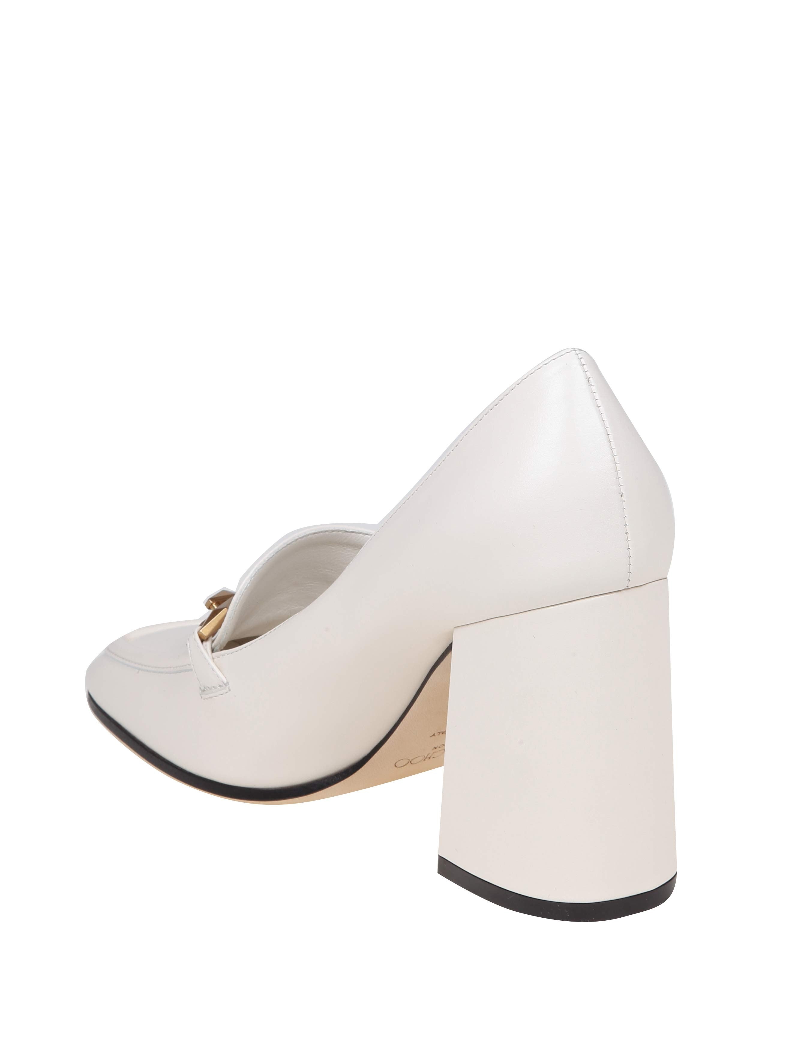 JIMMY CHOO CREAM WHITE LEATHER PUMP