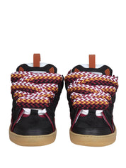 LANVIN CURB SNEAKERS IN WHITE AND BORDEAUX LEATHER AND SUEDE