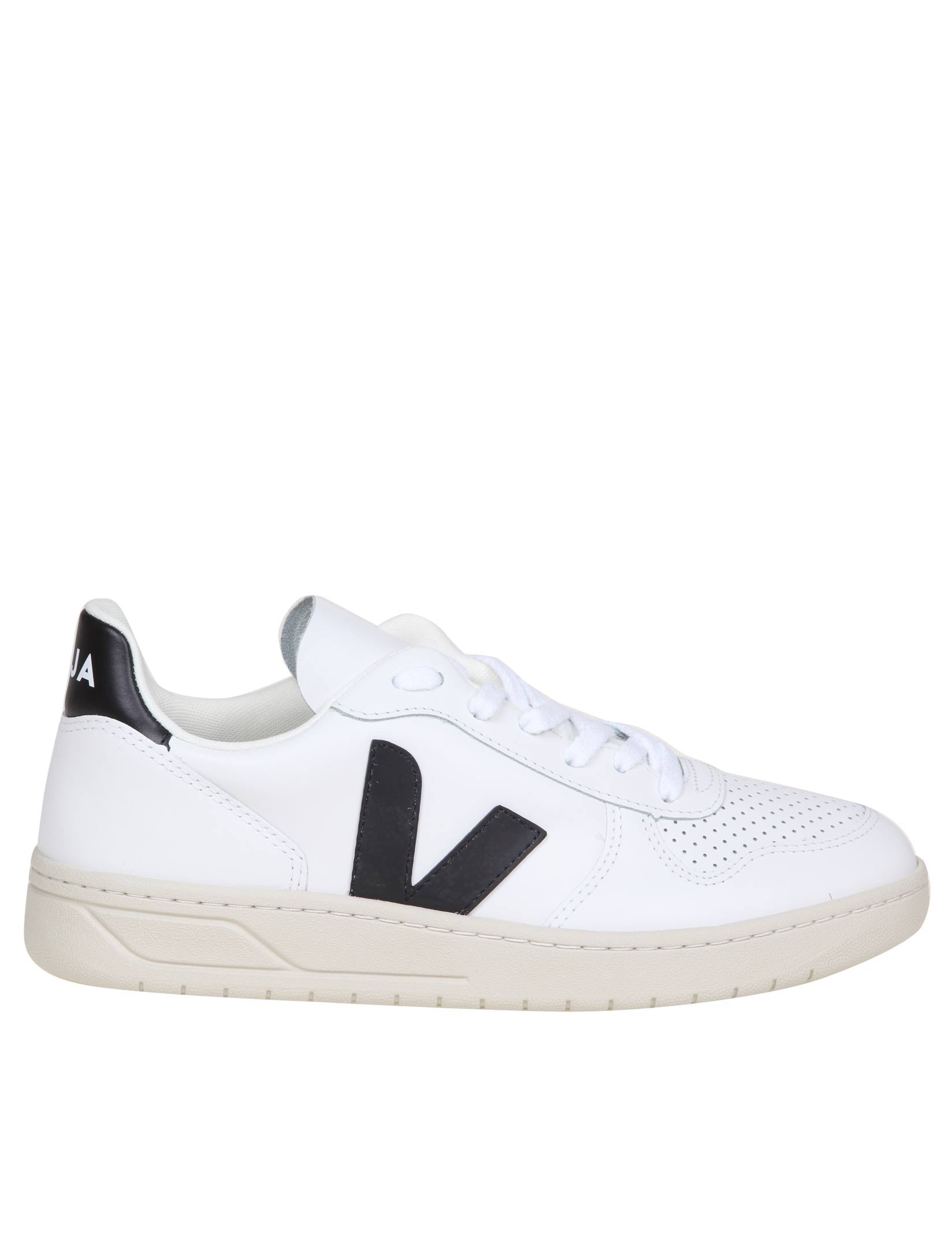 VEJA SNEAKERS V-10 IN PELLE COLORE BIANCO E NERO
