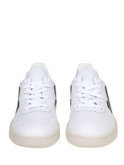 VEJA SNEAKERS V-10 IN PELLE COLORE BIANCO E NERO