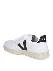 VEJA SNEAKERS V-10 IN PELLE COLORE BIANCO E NERO