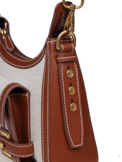 BALMAIN B-BUZZ HOBO BAG IN CANVAS AND LEATHER COLOR LEATHER