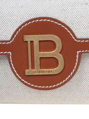 BALMAIN B-BUZZ HOBO BAG IN CANVAS AND LEATHER COLOR LEATHER