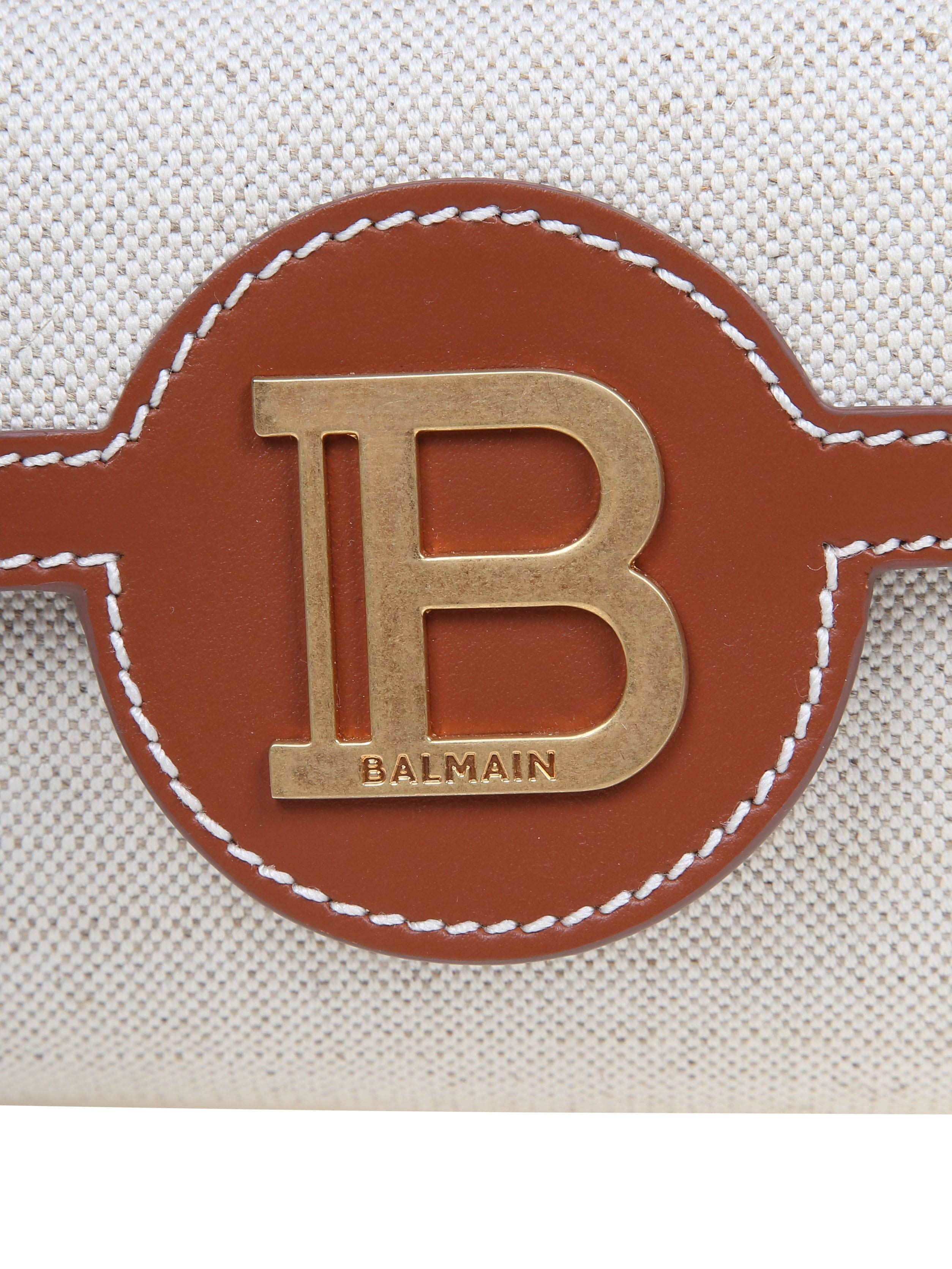 BALMAIN B-BUZZ HOBO BAG IN CANVAS AND LEATHER COLOR LEATHER