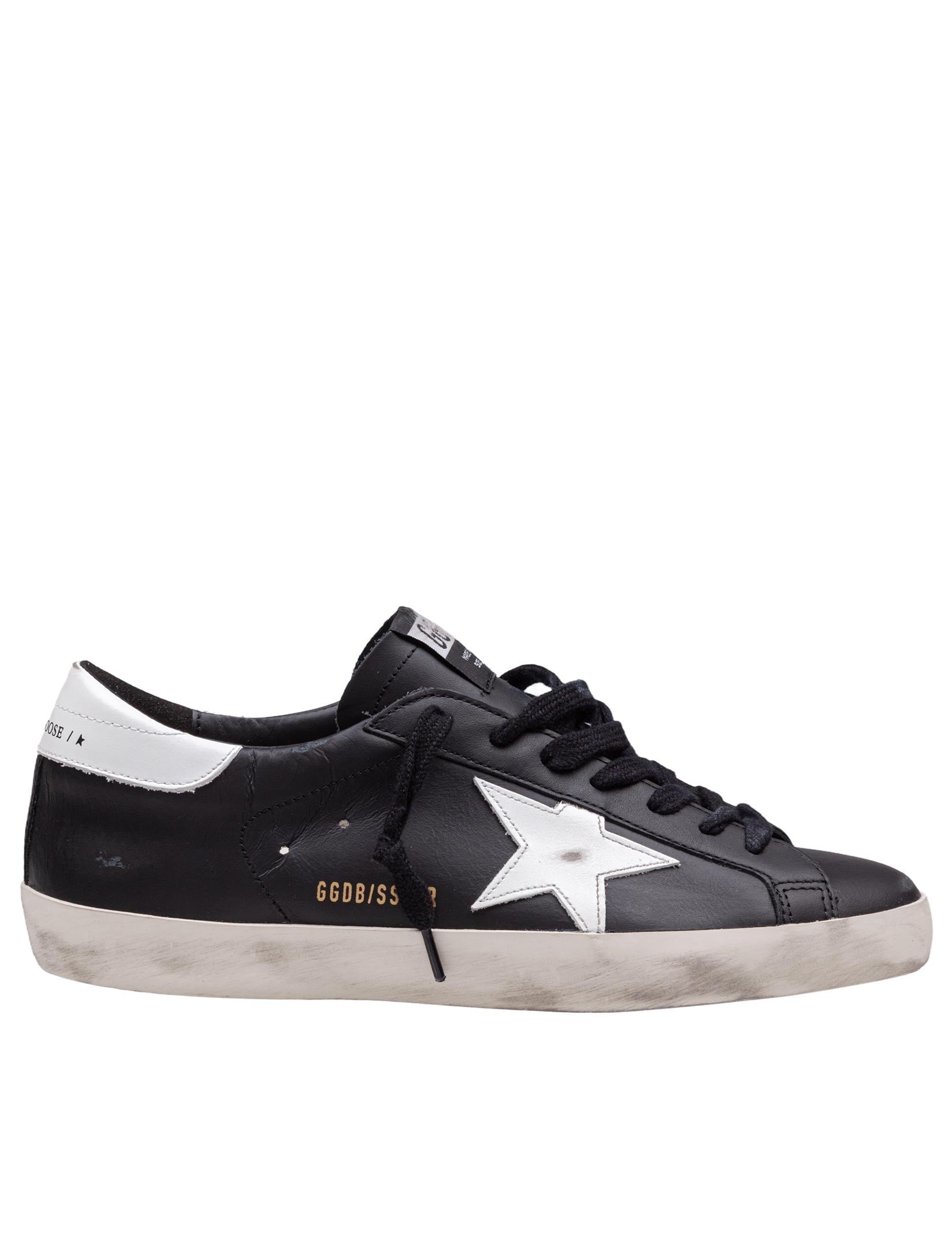 GOLDEN GOOSE SNEAKERS SUPER STAR IN PELLE COLORE NERO E BIANCO