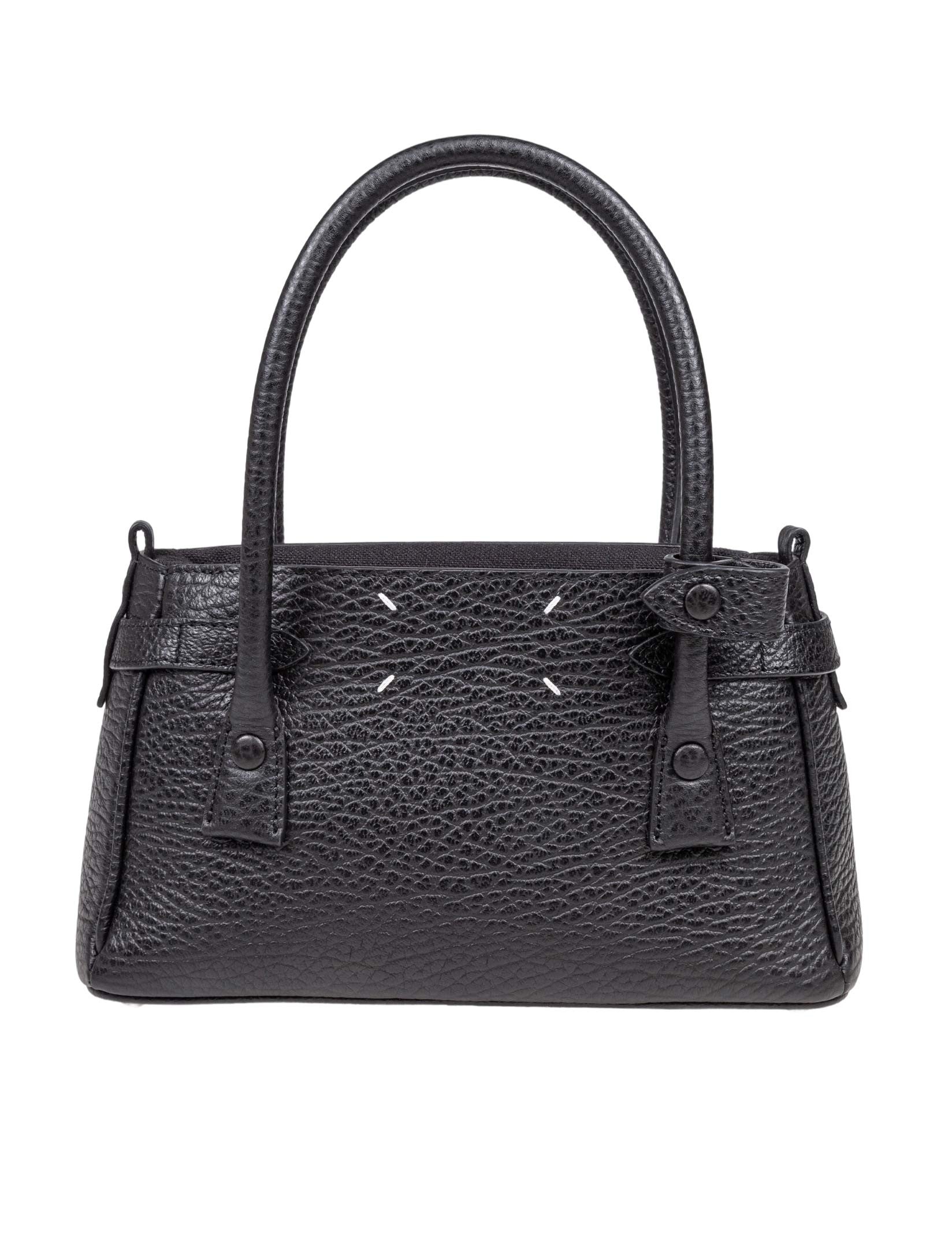 MAISON MARGIELA DRESS AGE SMALL LEATHER HANDBAG, BLACK