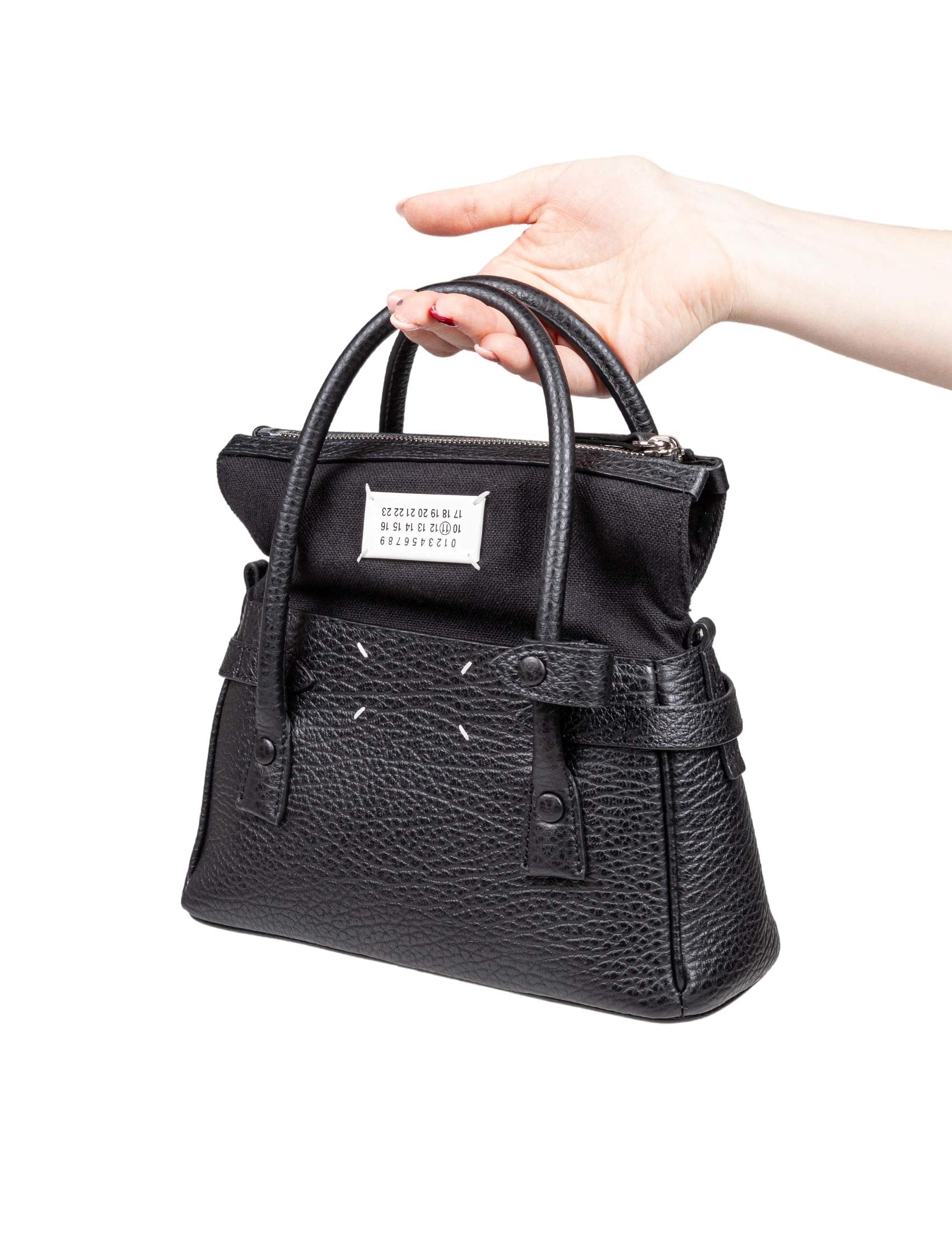 MAISON MARGIELA DRESS AGE SMALL LEATHER HANDBAG, BLACK