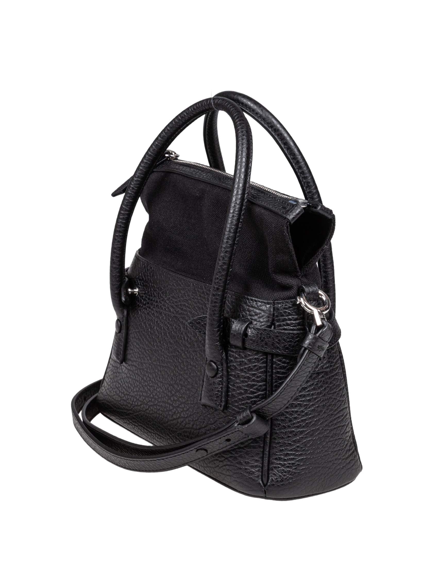 MAISON MARGIELA DRESS AGE SMALL LEATHER HANDBAG, BLACK