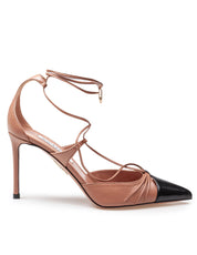 AQUAZZURA GABI PUMP 85 NAPPA LEATHER DECOLLETE' COLOR PINK/BLACK