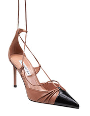 AQUAZZURA GABI PUMP 85 NAPPA LEATHER DECOLLETE' COLOR PINK/BLACK