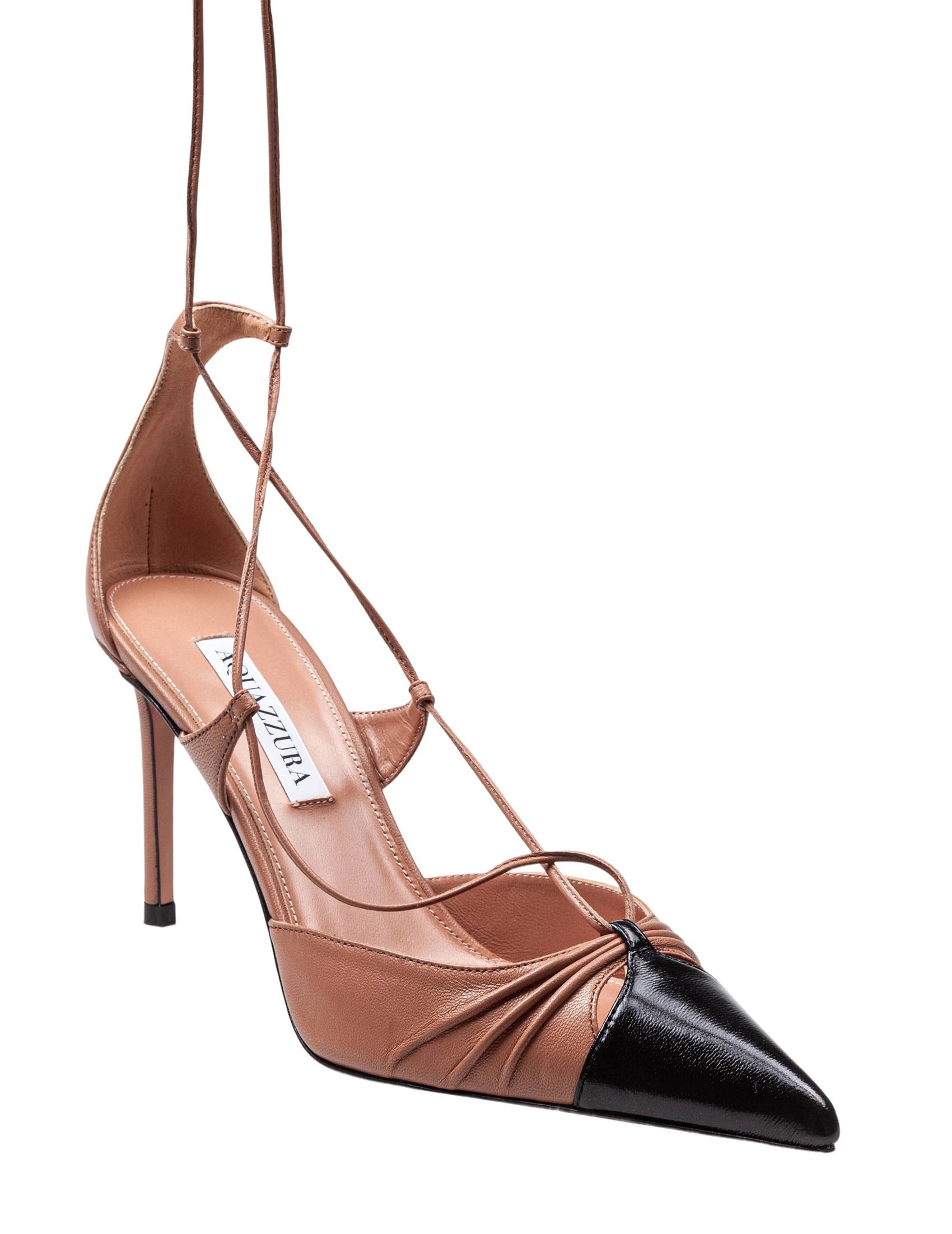AQUAZZURA GABI PUMP 85 NAPPA LEATHER DECOLLETE' COLOR PINK/BLACK