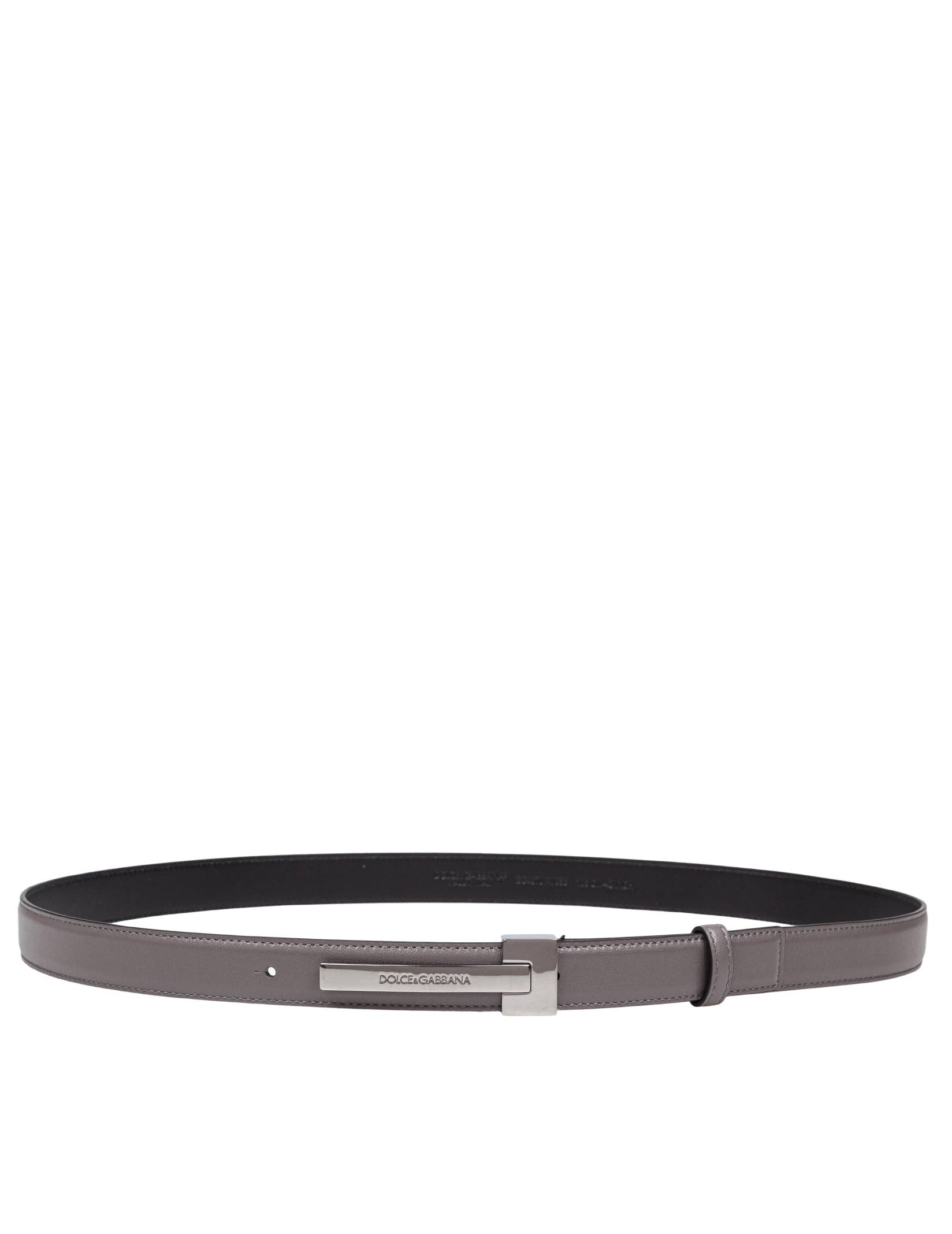 DOLCE & GABBANA LEATHER BELT WITH LOGO BUCKLE