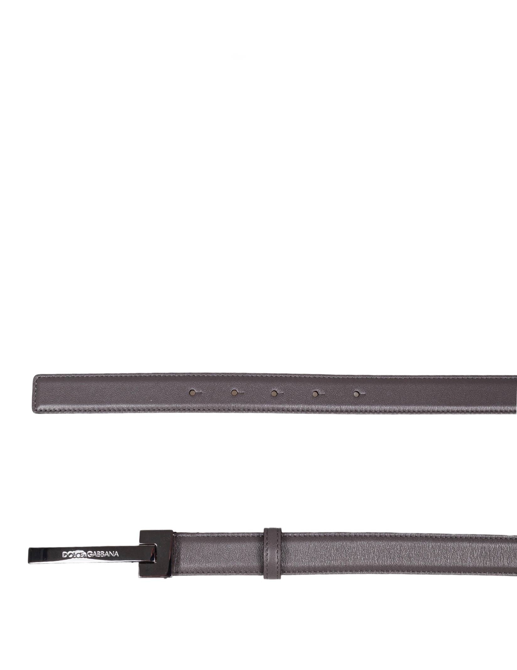 DOLCE & GABBANA LEATHER BELT WITH LOGO BUCKLE