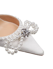 MACH & MACH SATIN DOUBLE DECOLLETE' WITH PEARL BOW