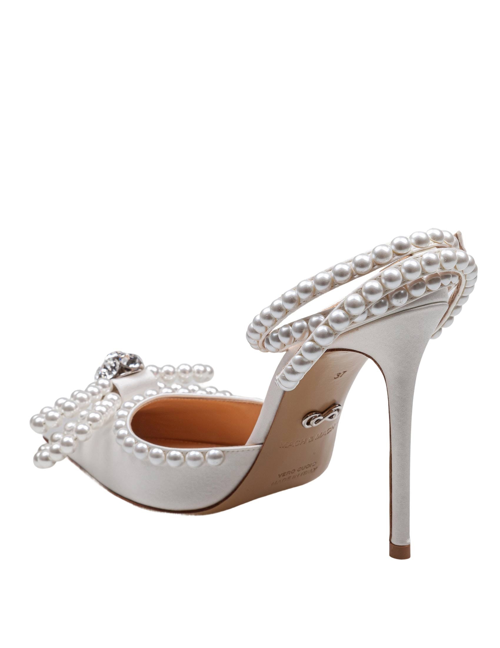 MACH & MACH SATIN DOUBLE DECOLLETE' WITH PEARL BOW