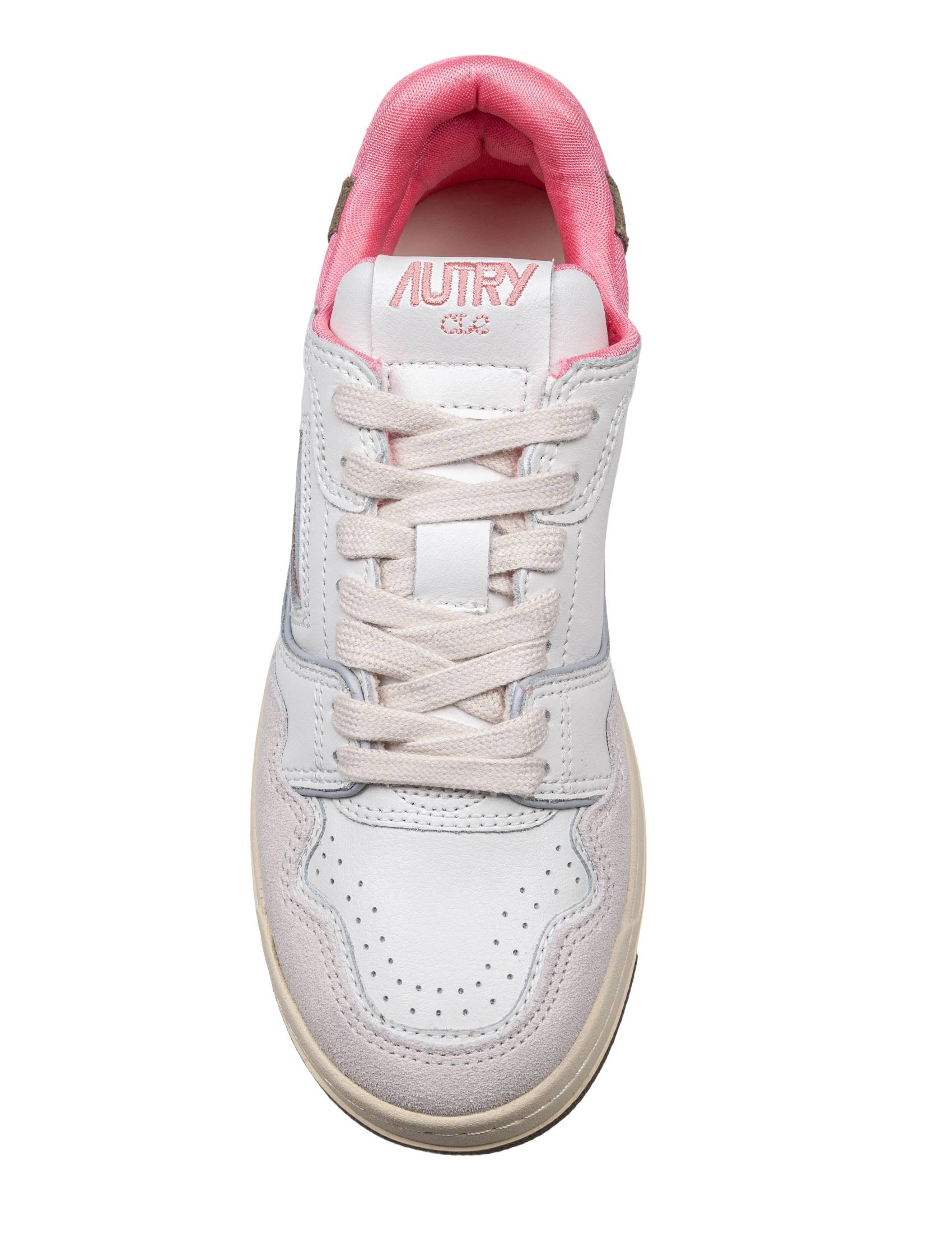 AUTRY SNEAKERS CLC LOW IN SUEDE E NABUK BIANCO E GERANIO
