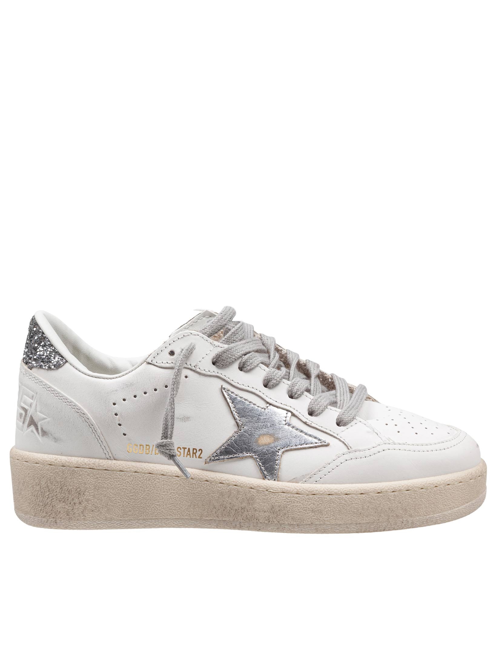 GOLDEN GOOSE BALLSTAR SNEAKERS IN LEATHER COLOR WHITE AND SILVER