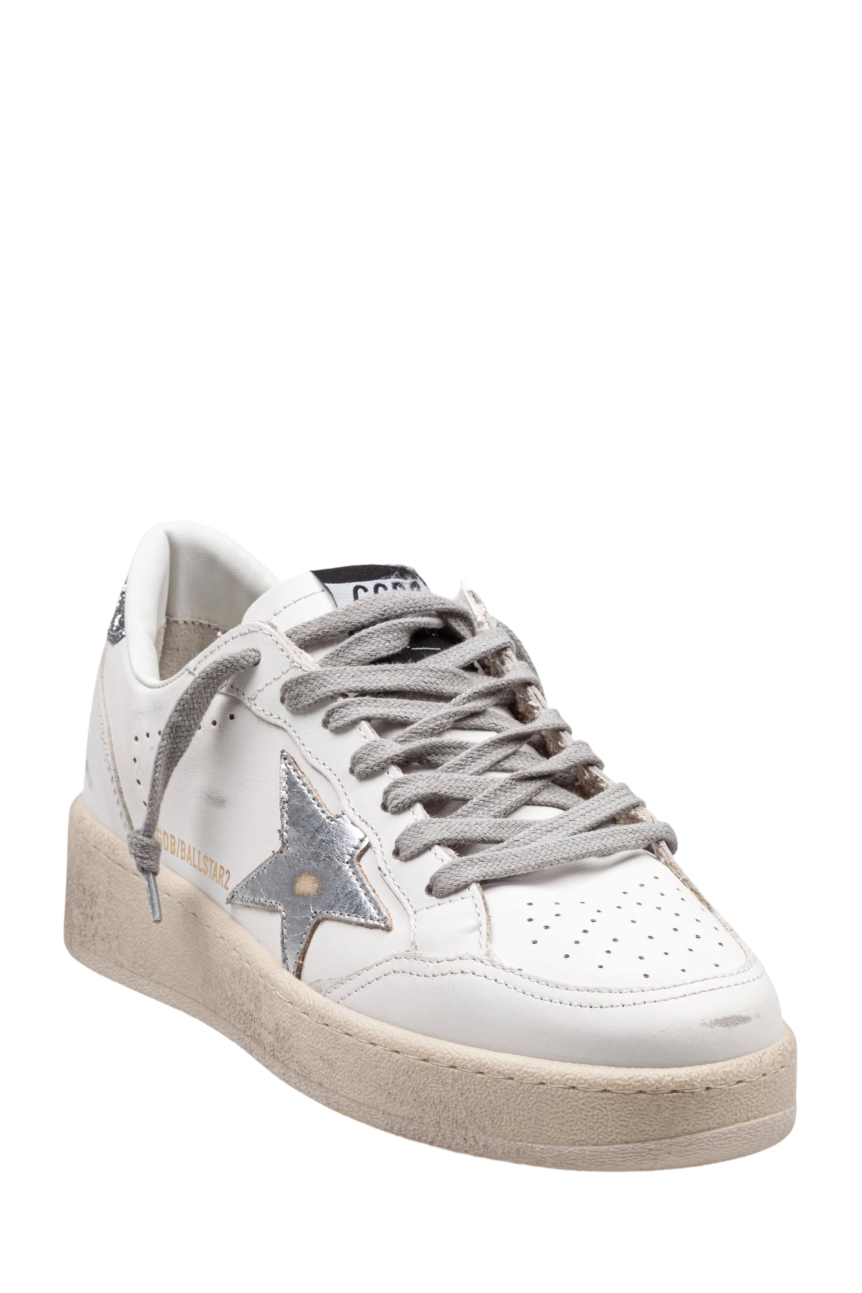 GOLDEN GOOSE BALLSTAR SNEAKERS IN LEATHER COLOR WHITE AND SILVER