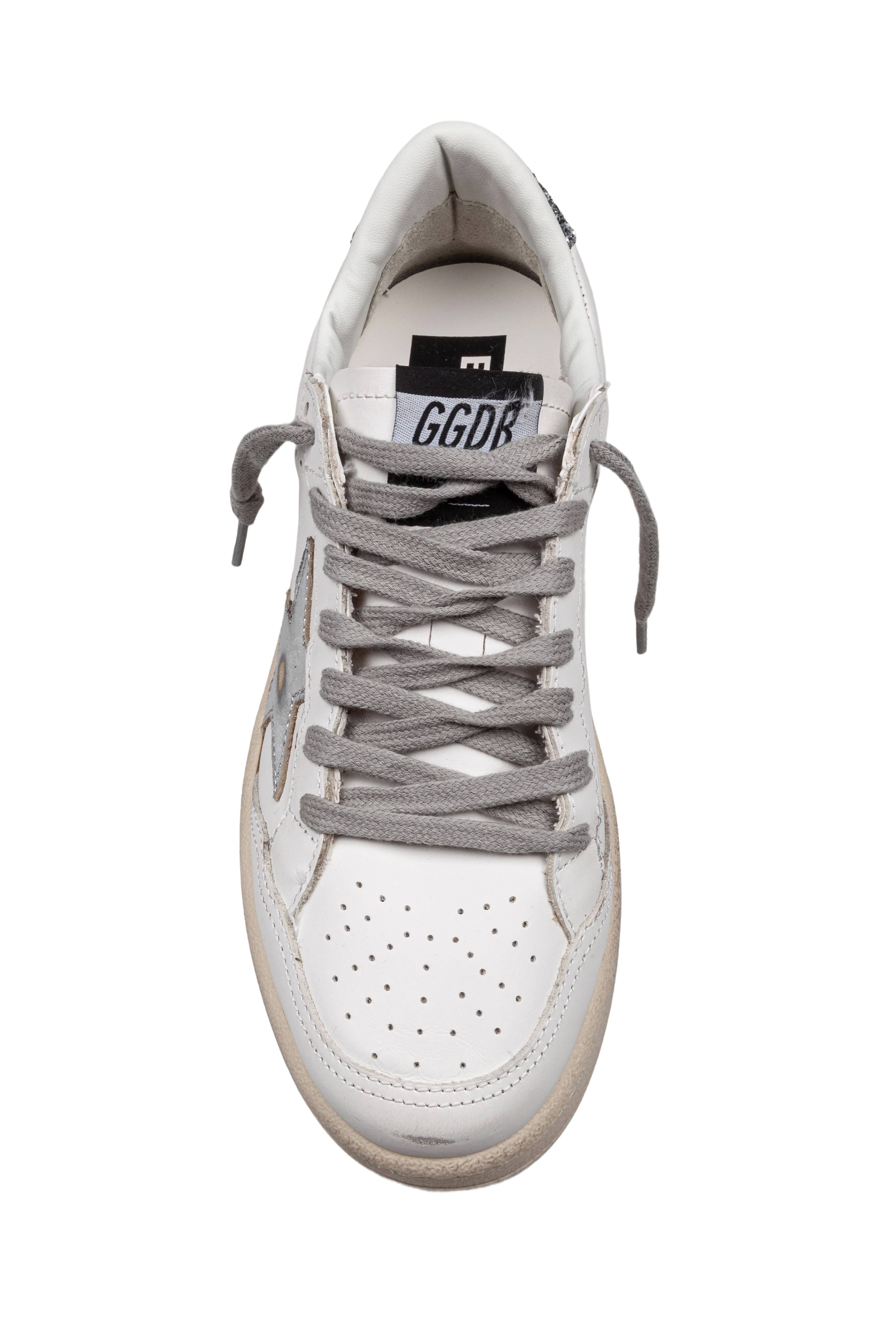 GOLDEN GOOSE BALLSTAR SNEAKERS IN LEATHER COLOR WHITE AND SILVER