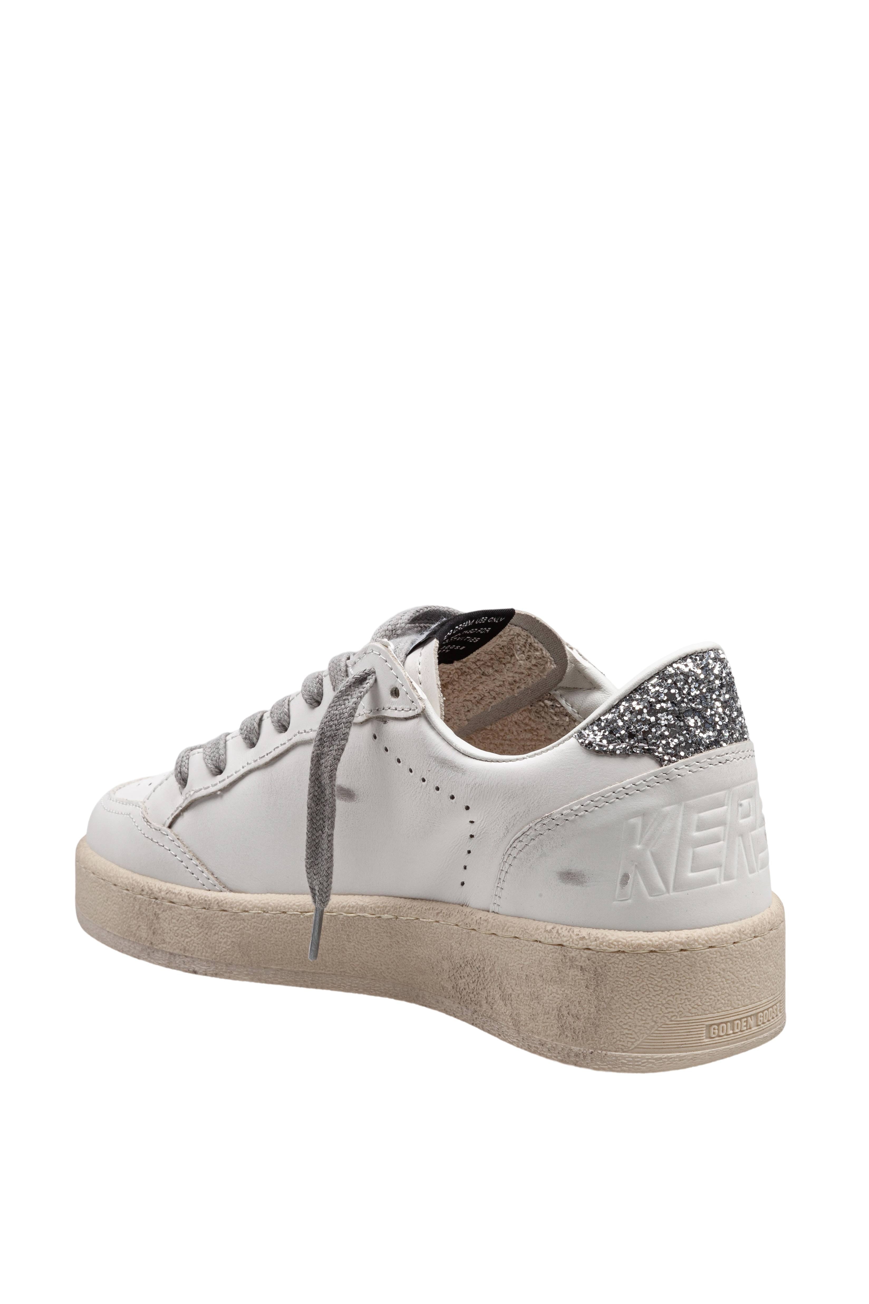 GOLDEN GOOSE BALLSTAR SNEAKERS IN LEATHER COLOR WHITE AND SILVER