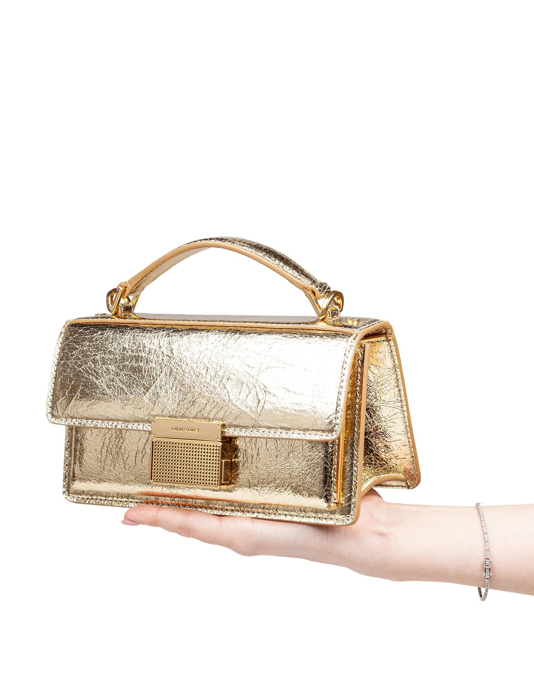 GOLDEN GOOSE BORSA A MANO VENEZIA SMALL IN PELLE COLORE ORO
