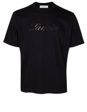 LANVIN DENIM T-SHIRT WITH EMBROIDERED LOGO