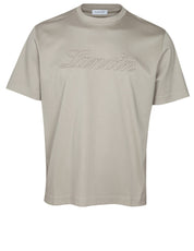 LANVIN DENIM T-SHIRT WITH EMBROIDERED LOGO