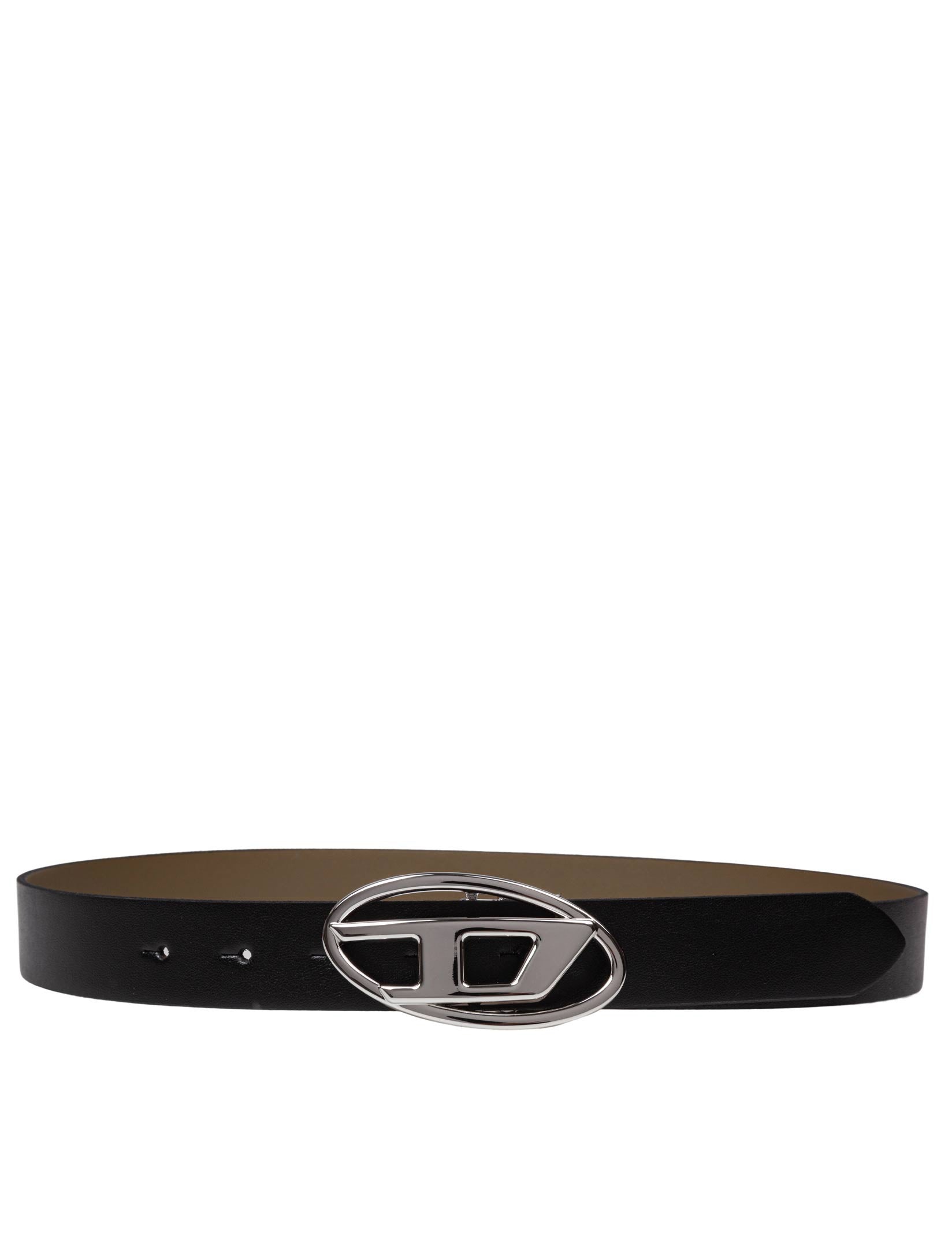DIESEL 1DR REVERSIBLE LEATHER BELT BLACK AND MUD