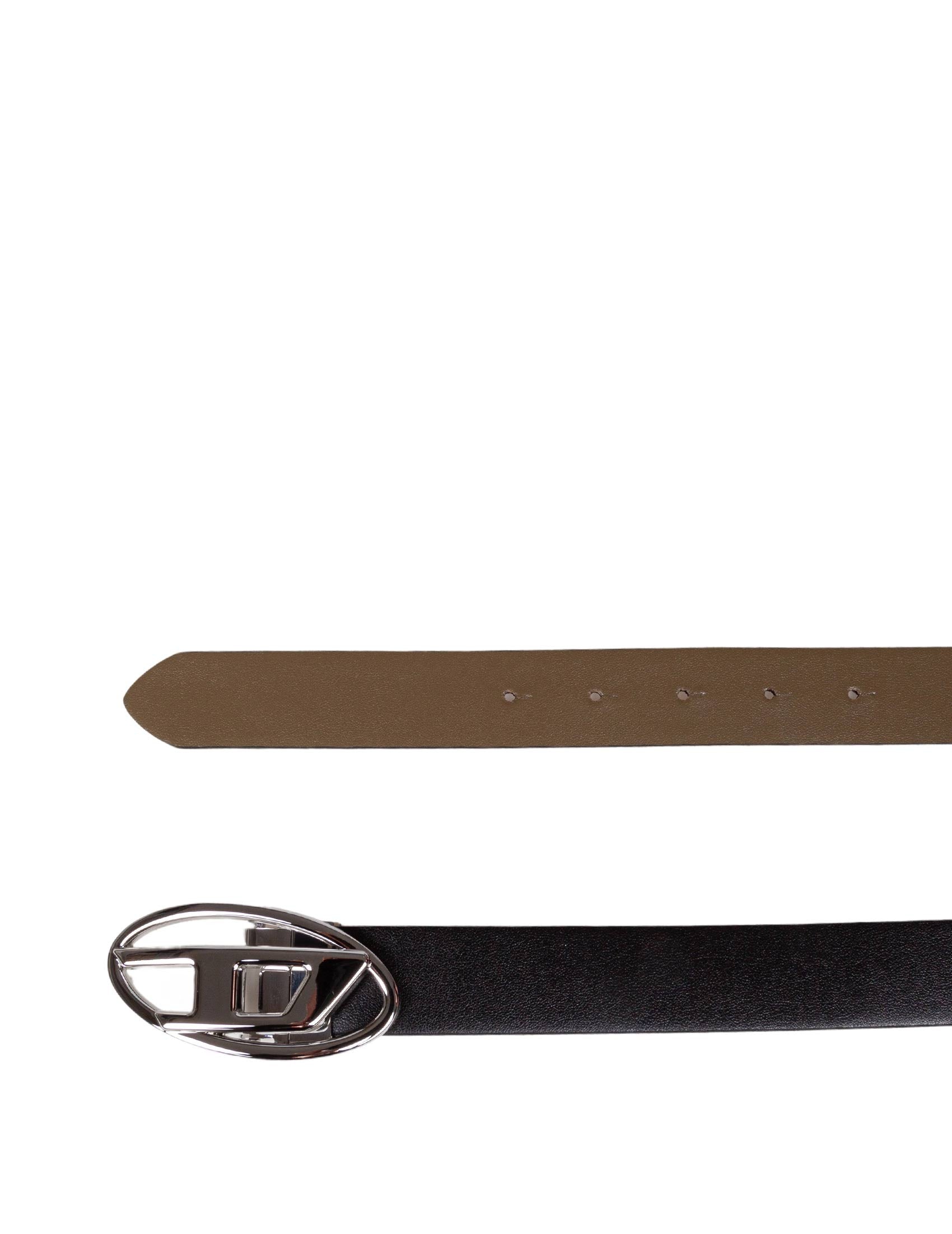 DIESEL 1DR REVERSIBLE LEATHER BELT BLACK AND MUD