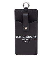 DOLCE & GABBANA PORTA CELLULARE IN PELLE CON LOGO COLORE NERO