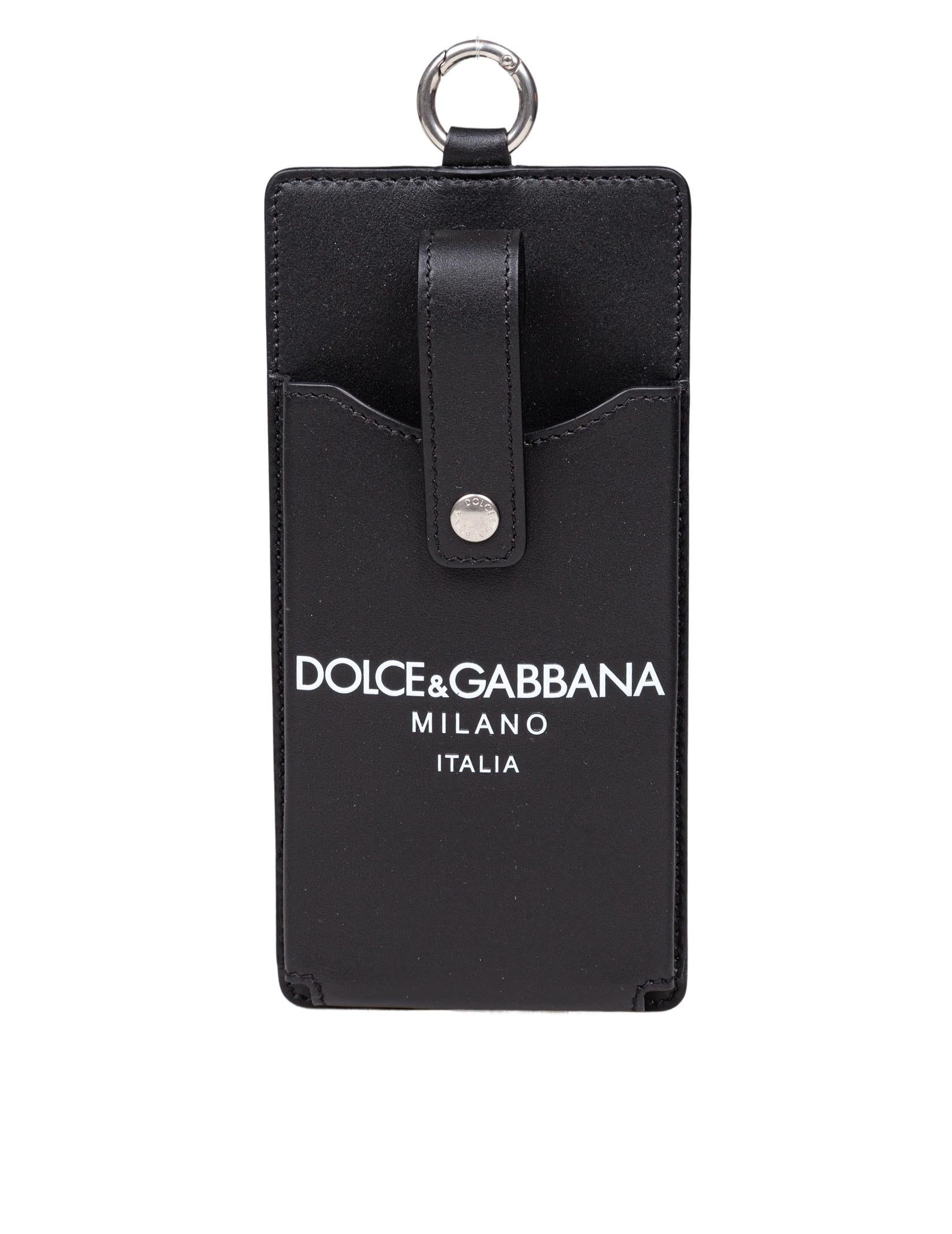 DOLCE & GABBANA PORTA CELLULARE IN PELLE CON LOGO COLORE NERO