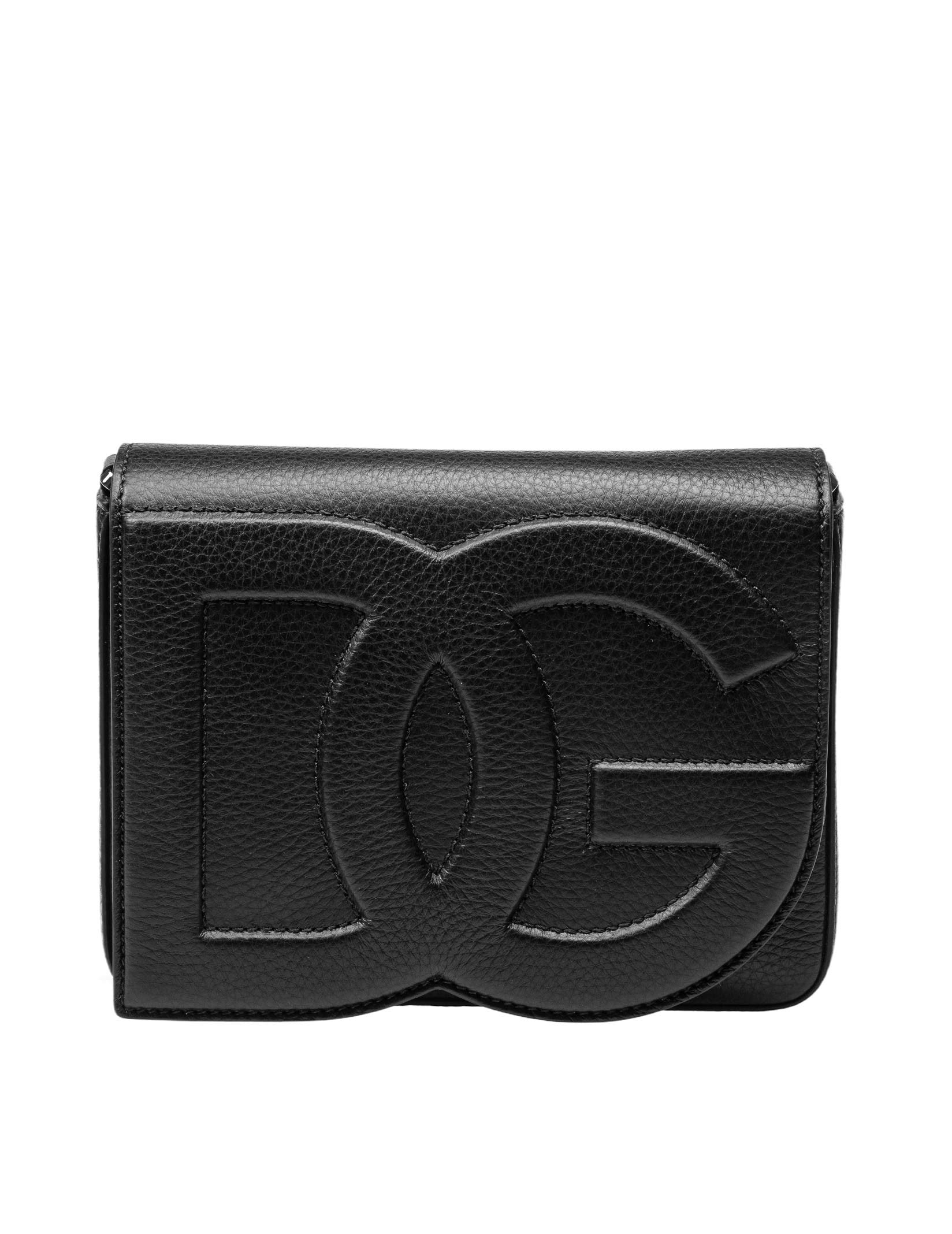 DOLCE & GABBANA BLACK DEER LEATHER SHOULDER BAG