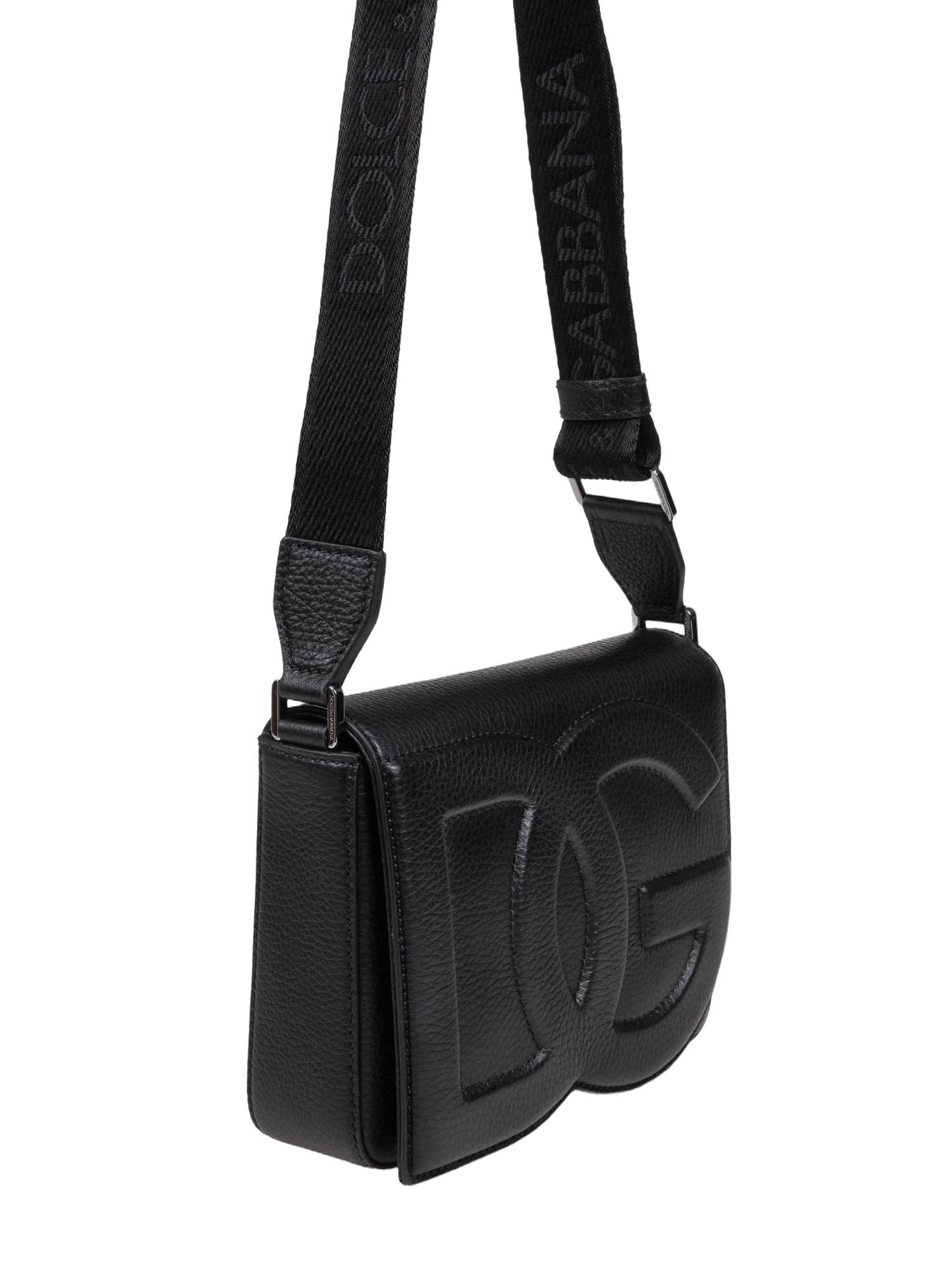 DOLCE & GABBANA BLACK DEER LEATHER SHOULDER BAG