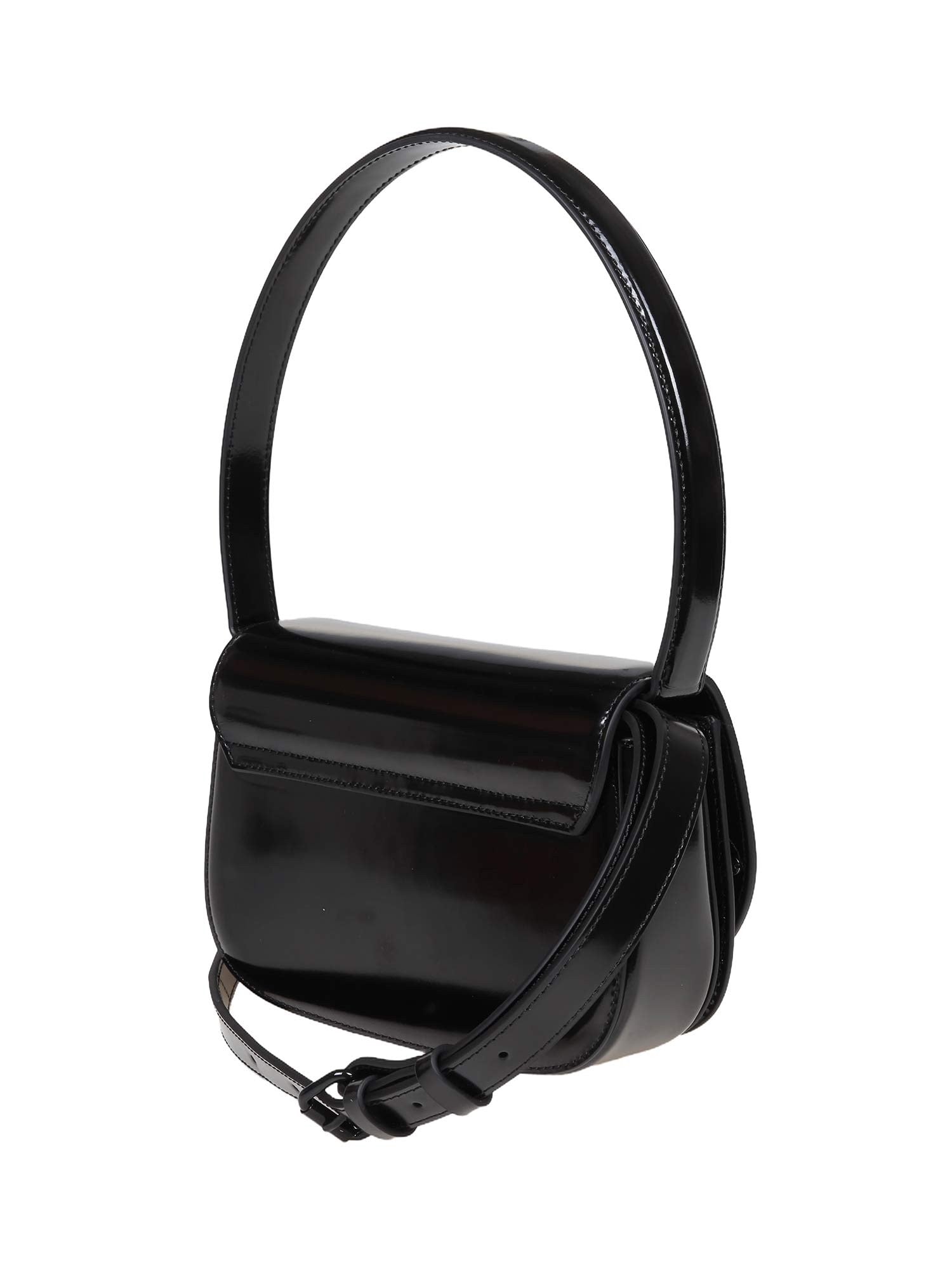 DIESEL 1DR SHOULDER BAG IN BLACK SMOOTH LEATHER