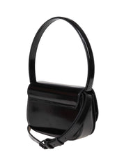 DIESEL 1DR SHOULDER BAG IN BLACK SMOOTH LEATHER