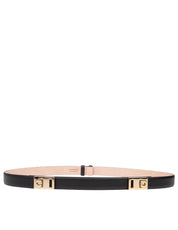 FERRAGAMO EXTENDABLE HUG BELT IN BLACK LEATHER